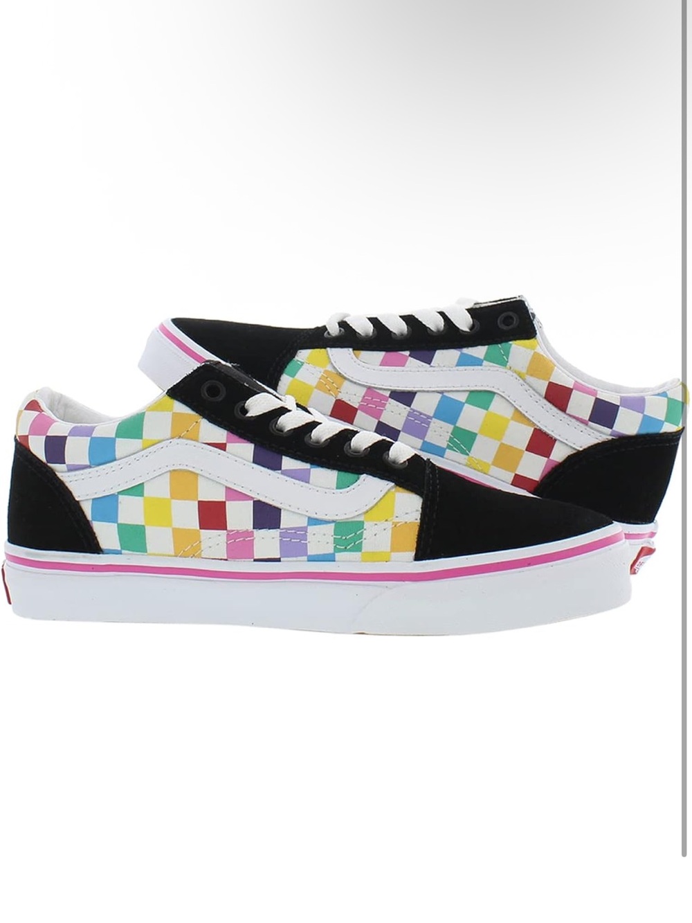 Vans Old Skool rainbow checkerboard skate shoes sneakers, men’s 6.5 or women’s 8